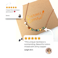 Cherokee Copper necklace with colorful beads and customer reviews.