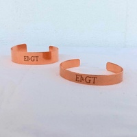 Copper cuff bracelets with Eh GT engraving