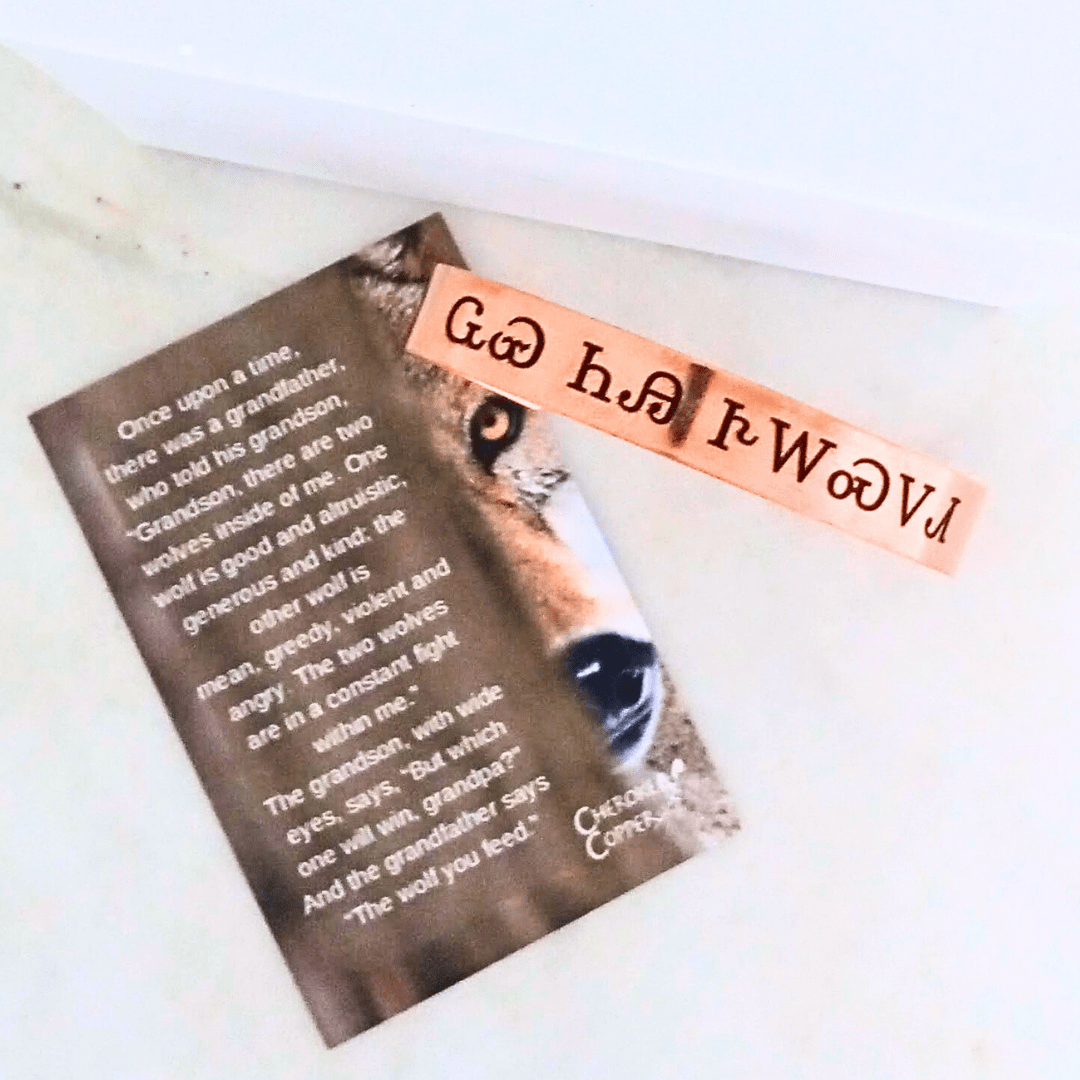 Cherokee Copper Wolf You Feed bracelet with story