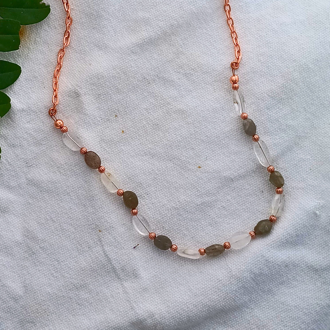 Quartz and Labrodite Necklace