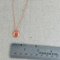 Rose gold turtle pendant necklace and ruler.