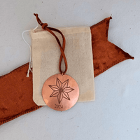 Copper star ornament with bag and ribbon, 2024