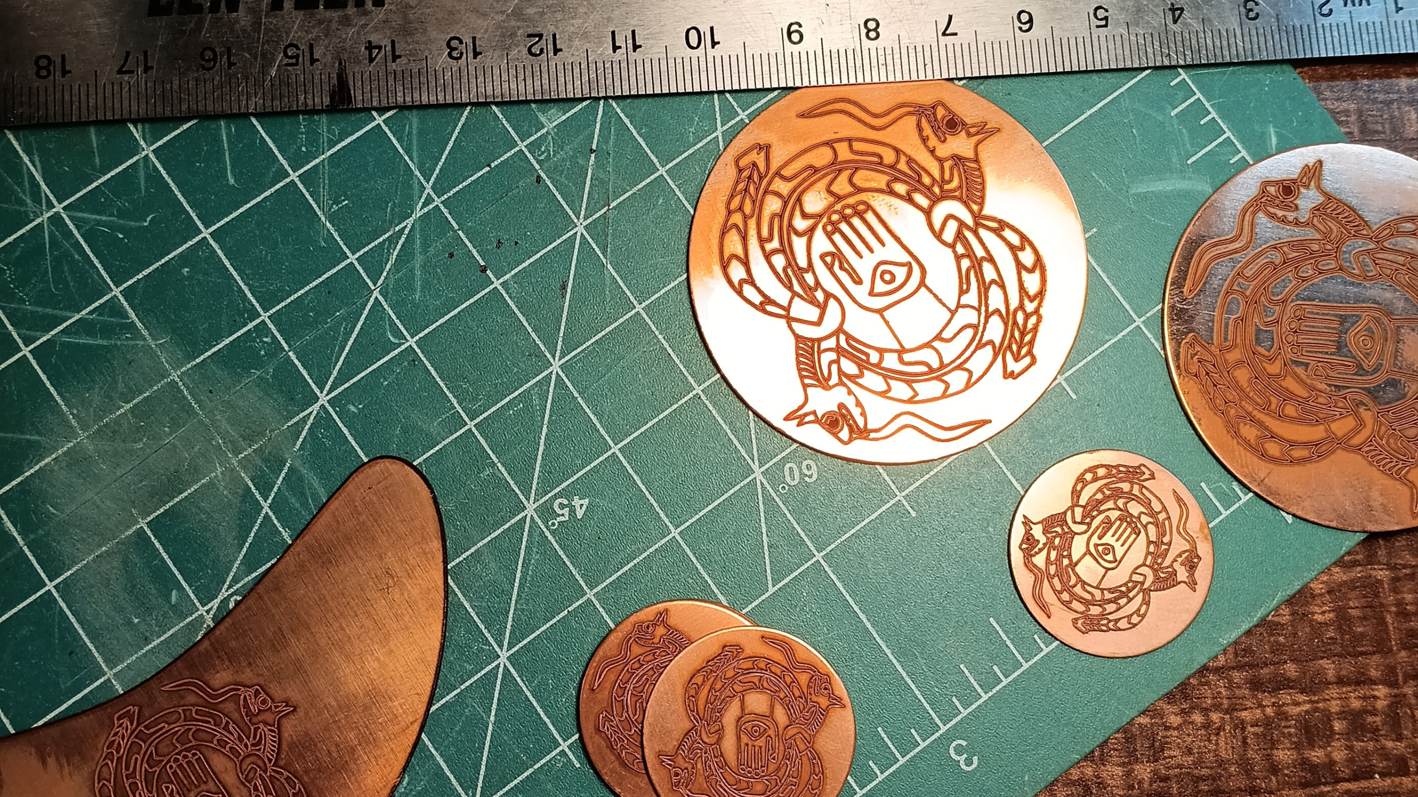 Cherokee Medallions and gorets in process