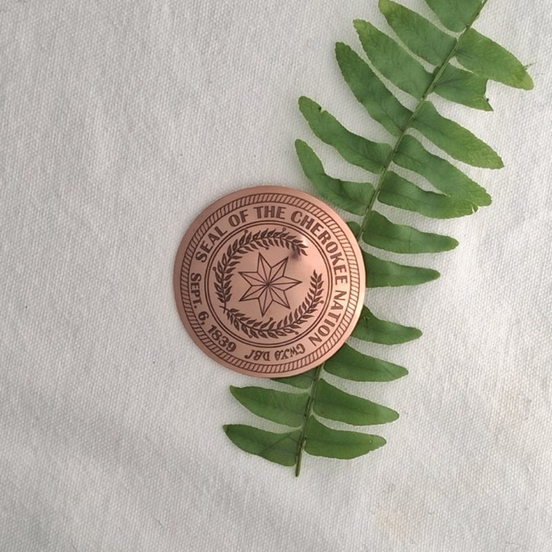 Copper Pin with the Cherokee Nation Seal made by Native Americans 