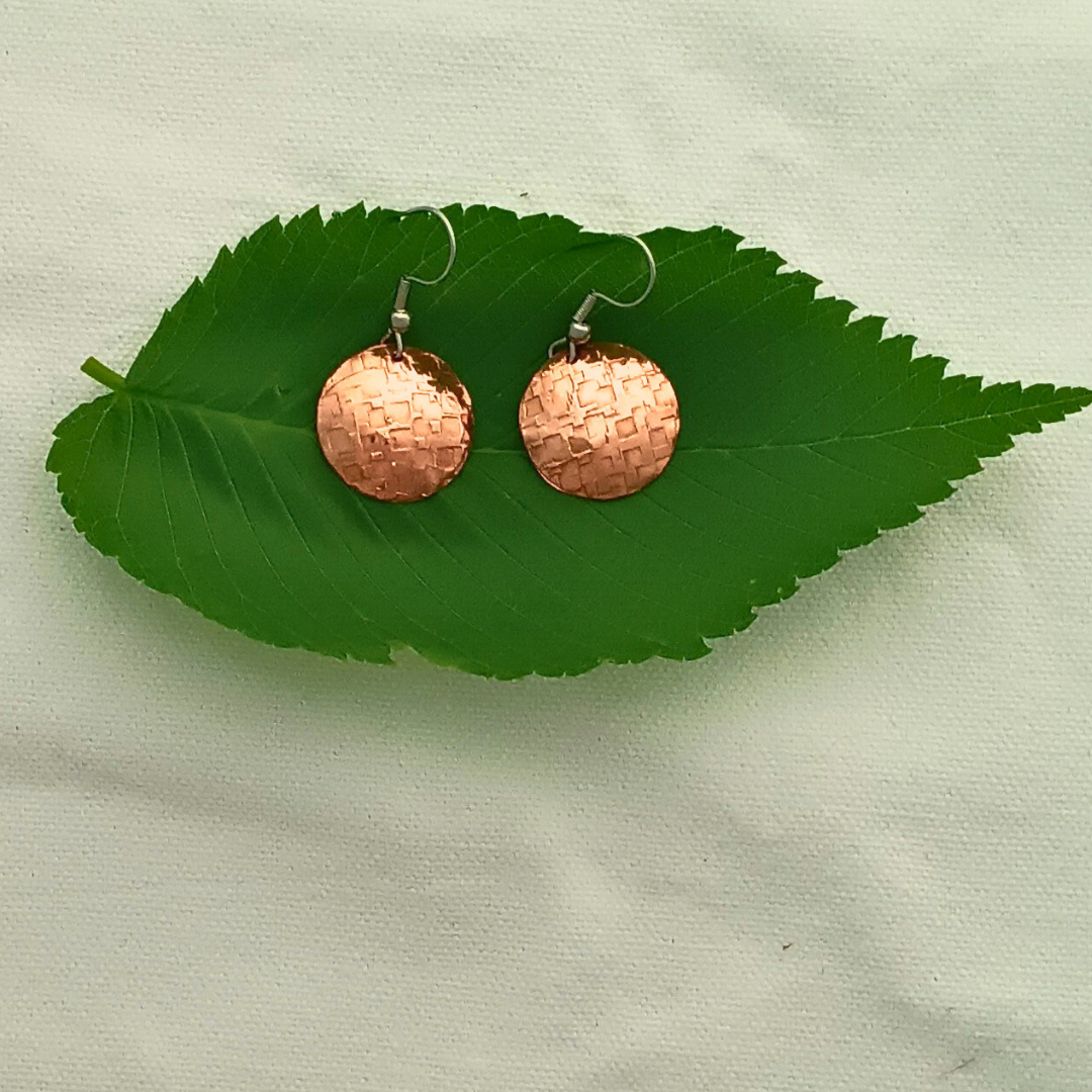 Pebble Copper Hammered Earrings