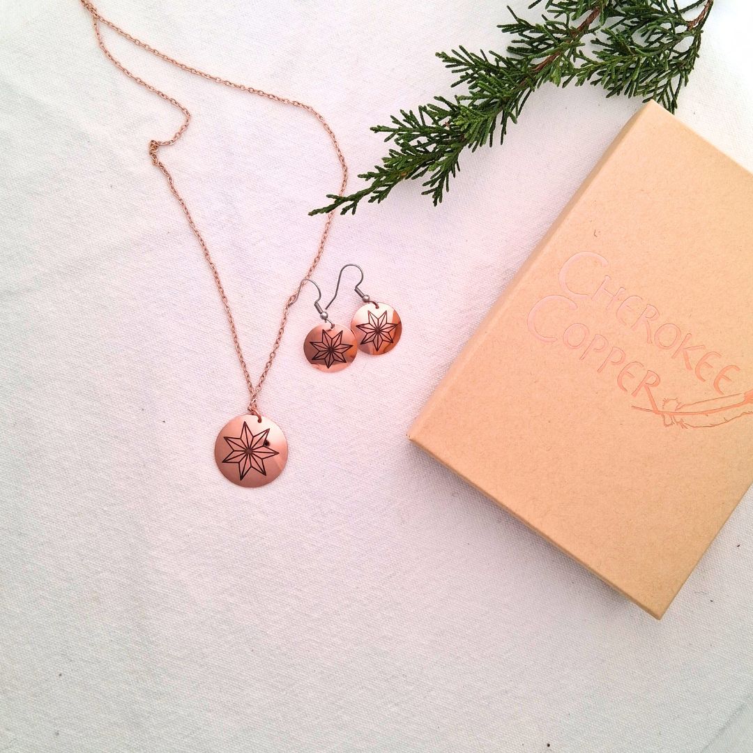 Cherokee Star Earrings and Large Cherokee Star Necklace Set