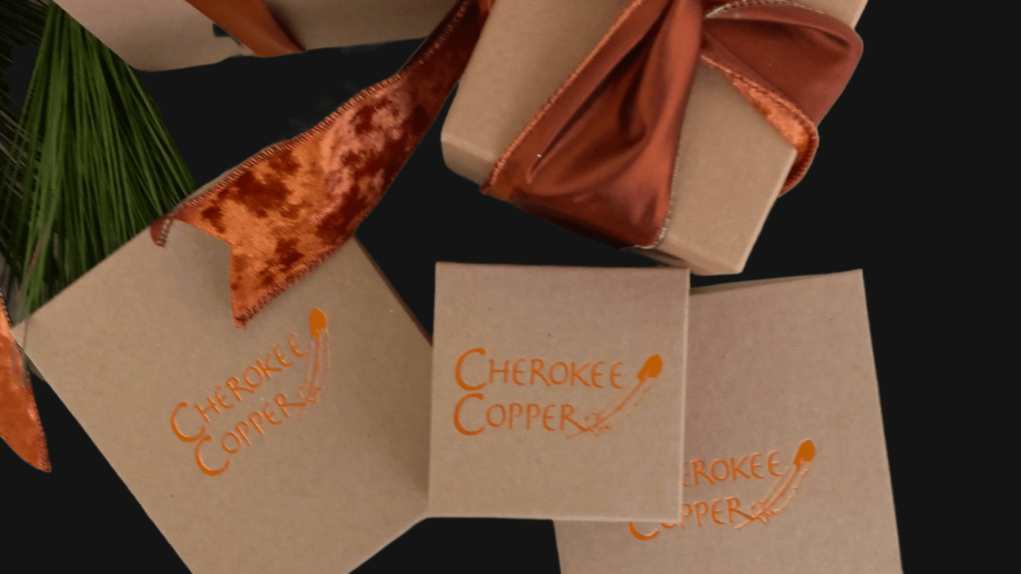 gifts with ribbon and logo