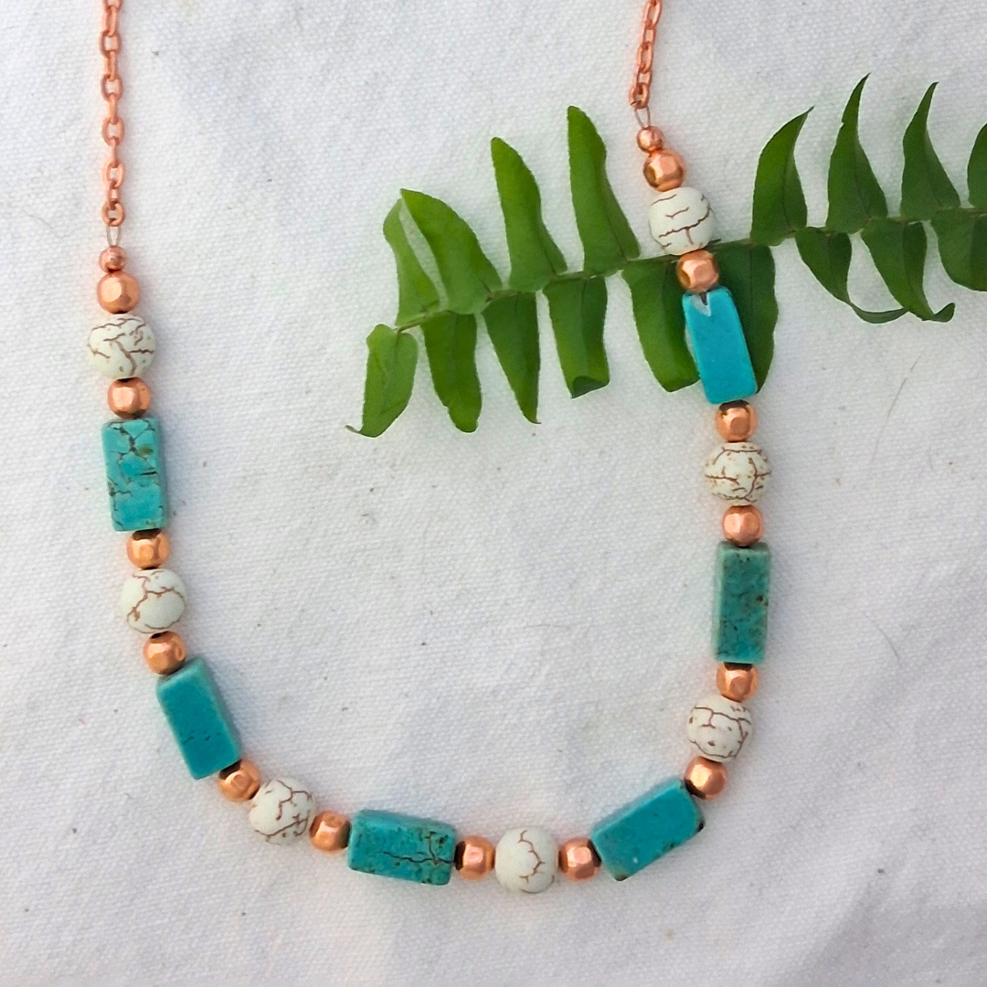 Turquoise Magnesite and Copper Necklace