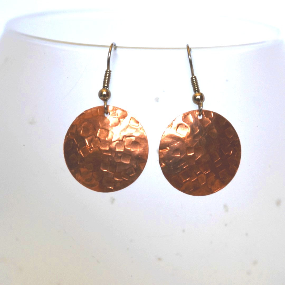 Copper Hammered Earrings